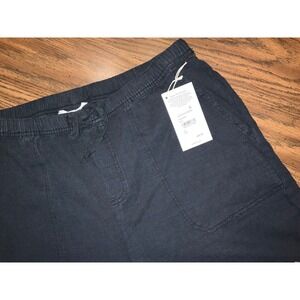 Splendid‎ Women's Black Linen Blend Cropped Pull On Pants NWT